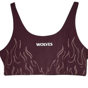 Darc Sport SHE Wolves Maroon Flames Logo Sports Bra Women's Size M